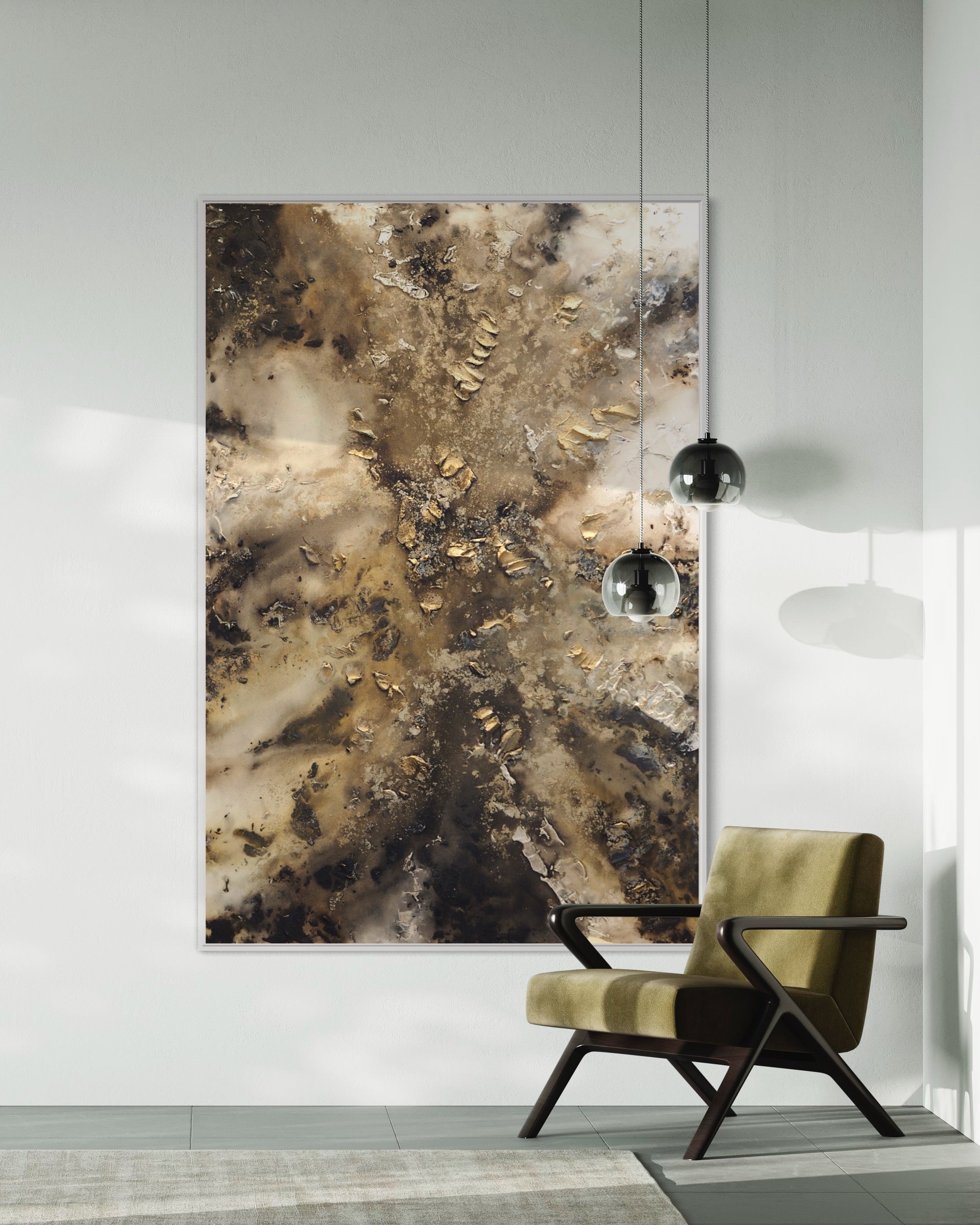 Ember | Abstrakt jordnära tavla | Stor tavla | Canvas | Akrylmålning ...